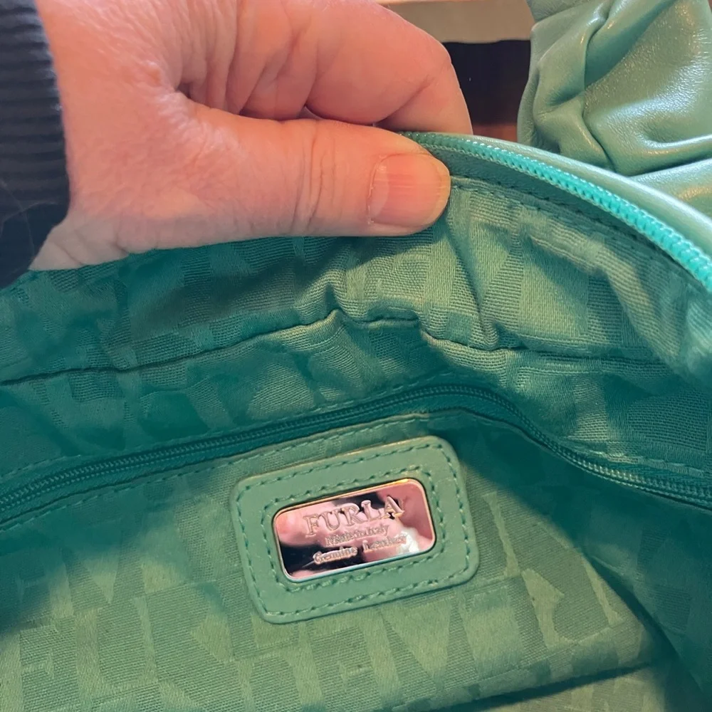 Furla Turquoise Leather Shoulder Bag - Picture 7 of 13